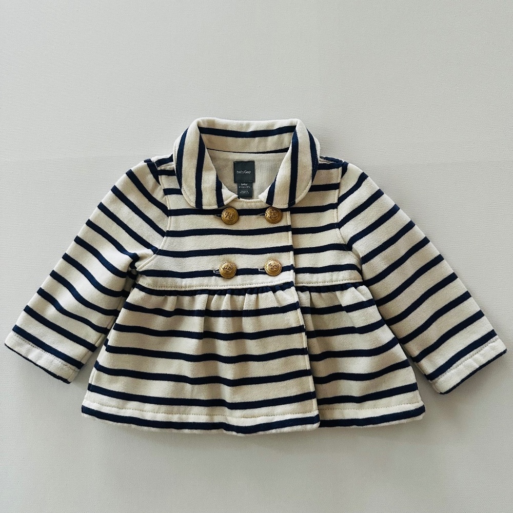 Gap 12-18 Months Baby Girl Nautical Jacket Stripe Anchor Buttons